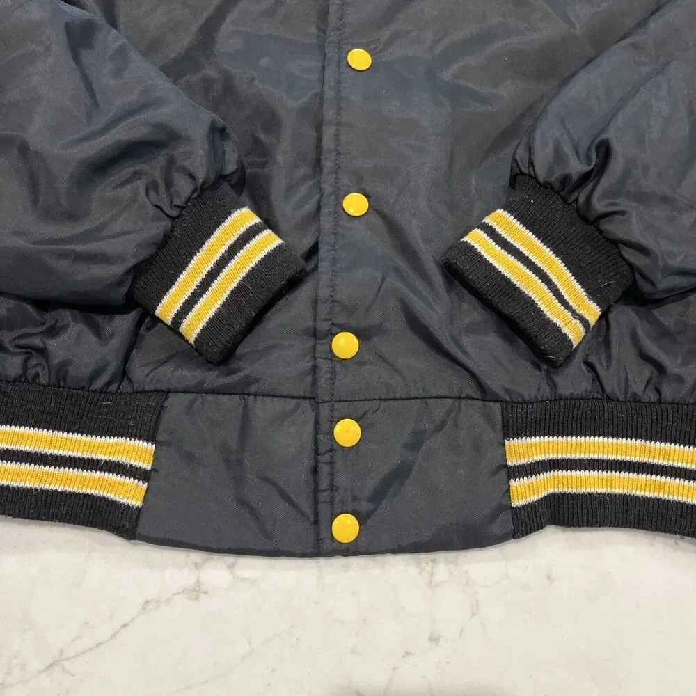 West Wind Large Vintage Nylon Stripe‎ Collar Snap Bomber Jacket 80s Champs USA